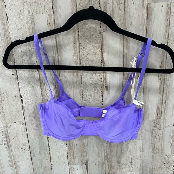 *NWT* Smoothez By Aerie Purple Balconette Mesh Underwire Unlined Bra - Picture 1 of 5